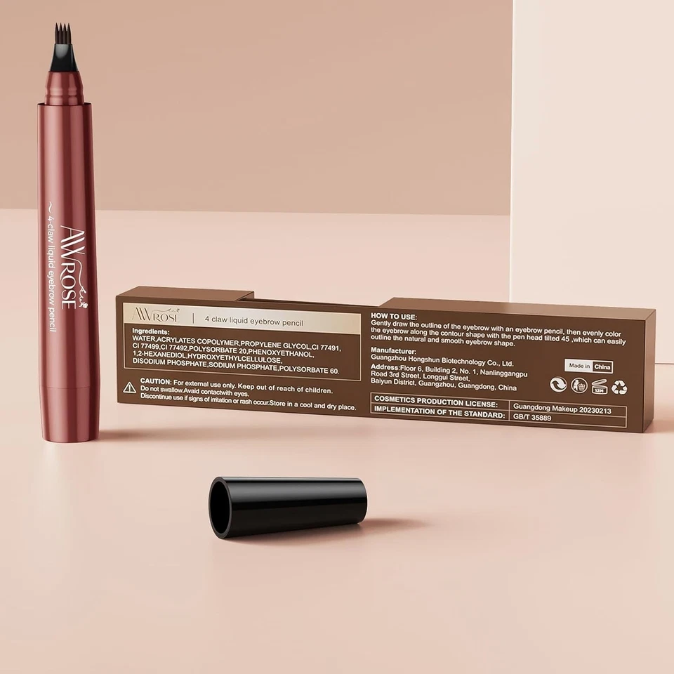Awrose 3D Waterproof Microblading Eyebrow Pen 4 Fork Tip Pencil (2 Pack) - Image 2 of 4