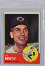 HIGH GRADE Vintage 1963 Topps #535 High Number Jim Perry Semi-star NRMT/MT