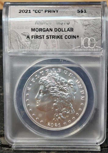 2021 "CC" Privy (Carson City) Morgan Silver Dollar ANACS MS70 First Strike ST...