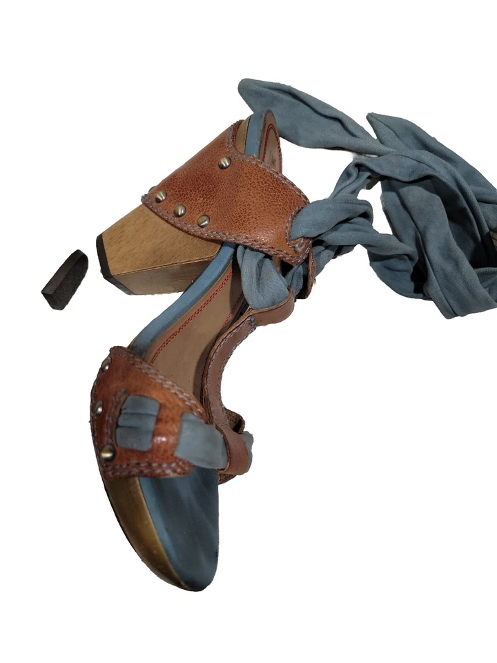 SANDALIAS SUPERIORES VINTAGE MISS SIXTY 36,5 M PLATAFORMA MUJER CUERO AZUL MARRÓN Foto 4 de 4