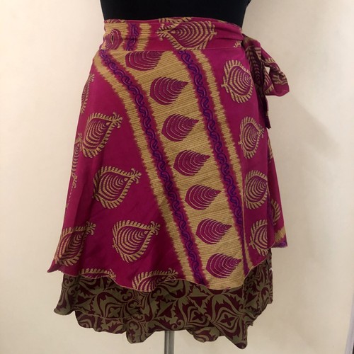 Indian Rapron Midi Ethnic Art Silk Hippie Skirt Bohemian Beach Wear Wrap Dress - Picture 7 of 13