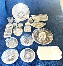 Vintage LOT of Anchor Hocking STARS DIAMOND FAN Pattern Glass Assortment