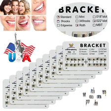 Dental Orthodontic Brackets Metal Braces Standard Roth 022 Slot 3 Hooks USA
