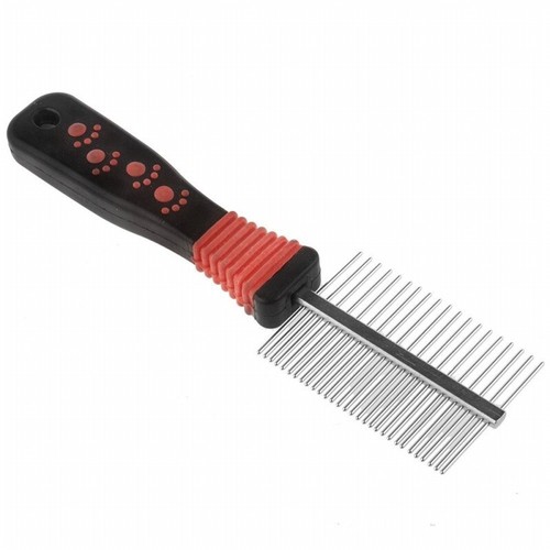 PET PUPPY DOG CAT METAL DOUBLE ROW TEETH BRUSH GROOMING HAIR COMB FUR RAKE - Picture 10 of 13