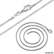 Italian 1mm Snake Chain Necklace 18, 20, 24 or 30 Inch Sterling Silver