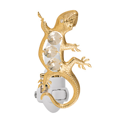 24K GOLD PLATED SWAROVSKI CRYSTAL STUDDED GECKO SENSOR NIGHT LIGHT UL LISTED