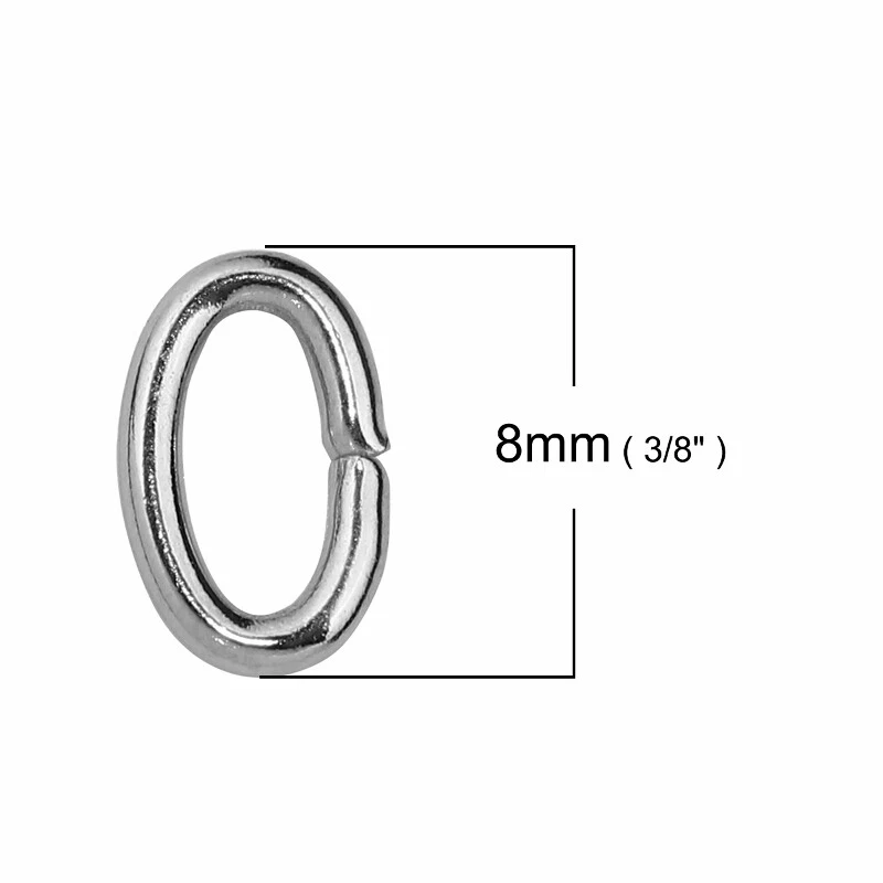 Oval Jump Rings 8mm - 50/100/200 Stainless Steel 16 Gauge 1.2mm Jumprings F6926 - Image 2 of 3