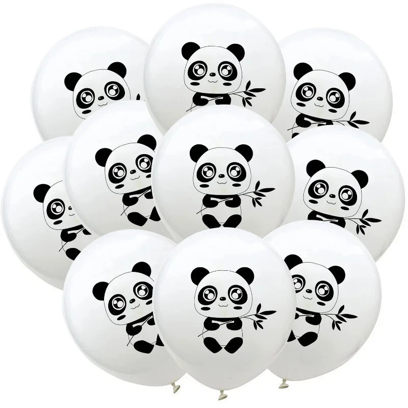 10pcs 12” White Animal Zoo Cute Panda Latex Balloon Birthday Party Decoration - Image 2 of 2