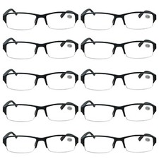 10 Pack Mens Half Frame Blue Light Blocking Reading Glasses Spring Hinge Readers