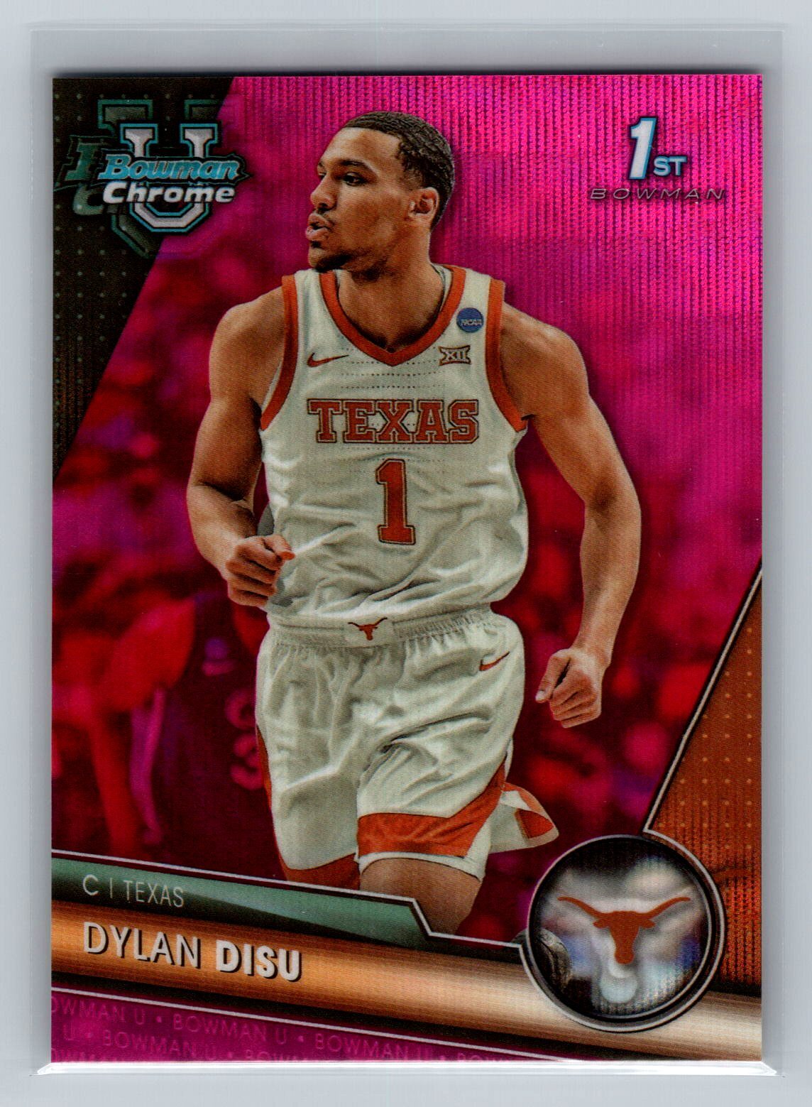 2023 Bowman U Chrome Dylan Disu #80 Pink Wave Refractor #/125 Texas Longhorns