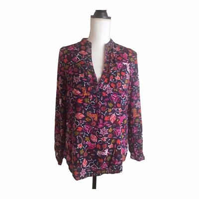 Anthropologie Maeve Womens Blouse Size 6 Moonflower Navy Squirrel Floral