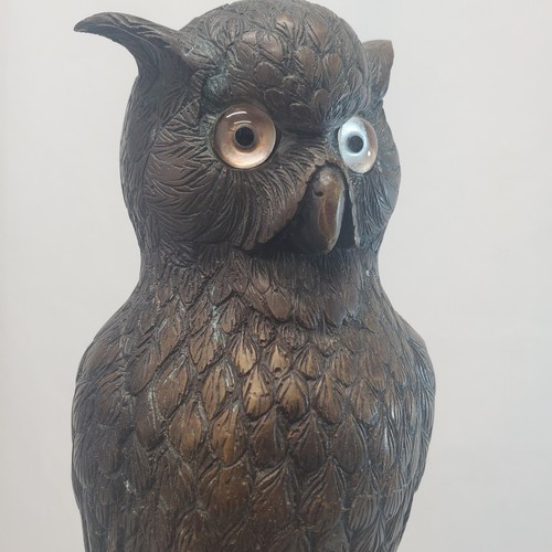VTG Theodore Alexander Bronze Owl Sculpture On Wood Base 16" Tall Desk Decor - Picture 12 of 17
