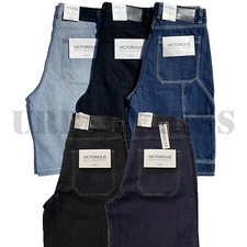 MEN'S BAGGY RAW DENIM LOOSE FIT BAGGY CARPENTER SHORTS 5 COLORS 28 to 44 