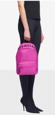 Balenciaga Pink Women\'s Backpack waistbag Balenciaga Pink Logo Printed Nylon Wheel Beltpack Fanny pack  main image 4