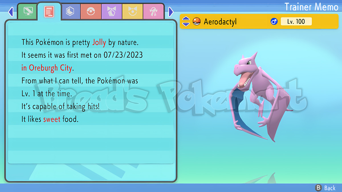 6IV Shiny Aerodactyl Pokemon Brilliant Diamond and Shining Pearl