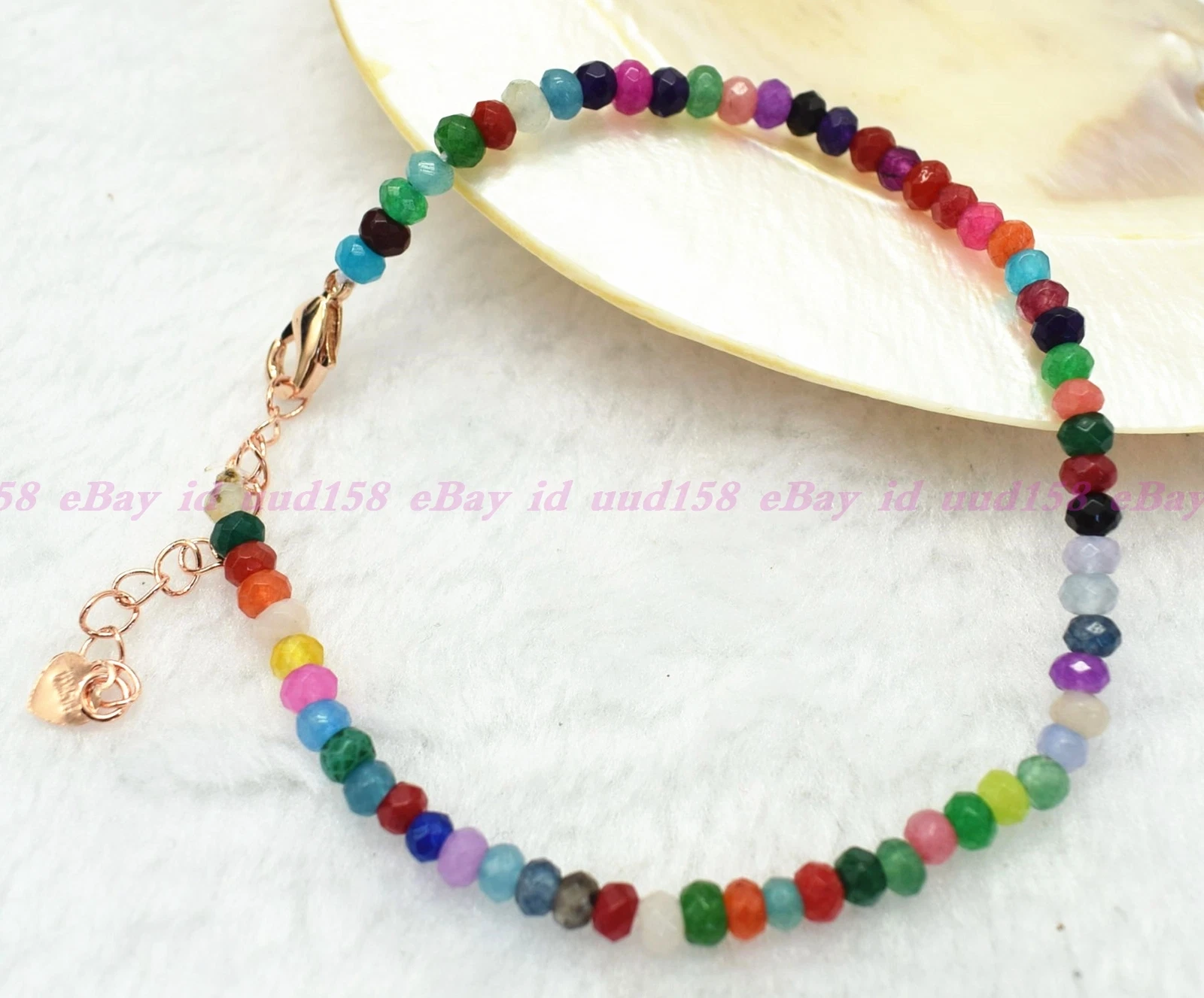 VALENTINO Bellissimo Bracciale Multicolore 2x4mm Giada Sfaccettata Rondelle Pietre Preziose 7 5 Pollici