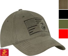 US Flag USMC Globe  Anchor Hat US Marines American Flag Baseball Adjustable Cap