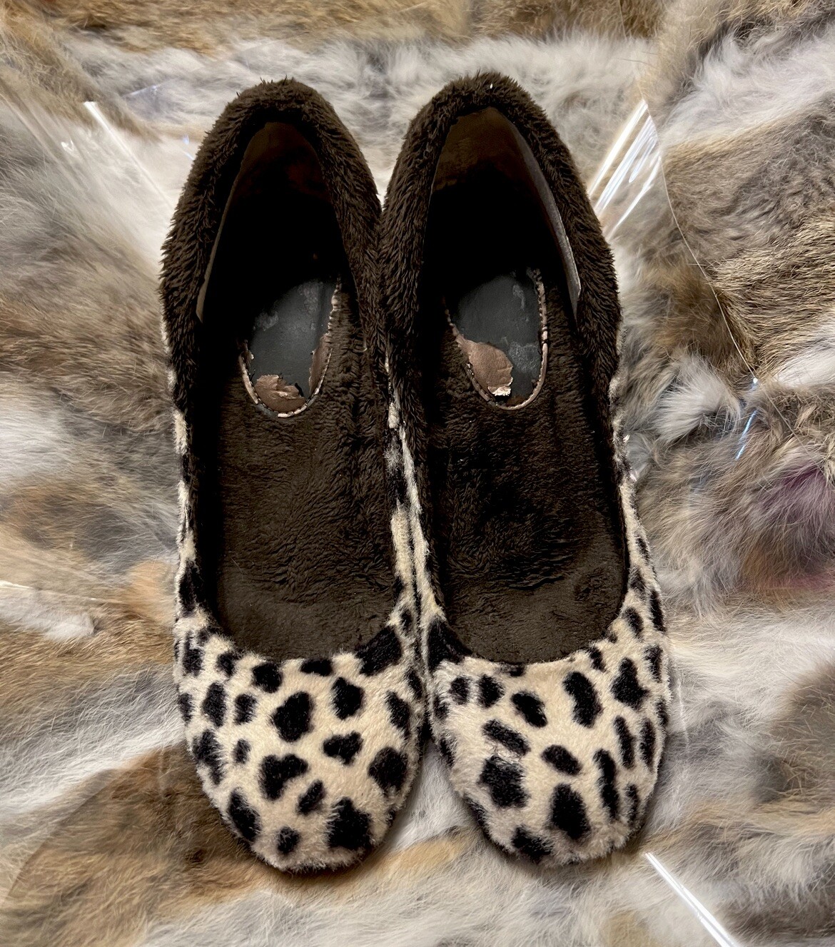 Tacones de bloque de piel vegana usados con estampado de animales talla 6 1/2 para mujer