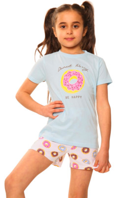 Honesty Mädchen Pyjama ''Donut Worry Be Happy'' Kurzarm Oberteil & kurzes Unterteil