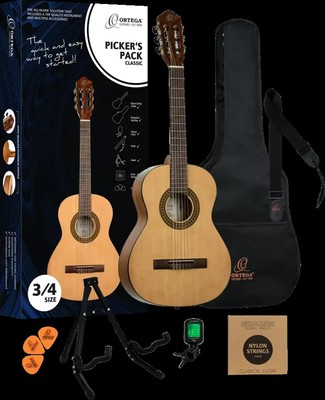 Picker's Pack - Student Series 3/4 Size Nylon Classical Guitar Pack - Include...