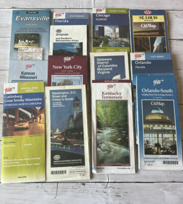Vintage Lot of 13 Road maps from various years Paper Folded | eBay