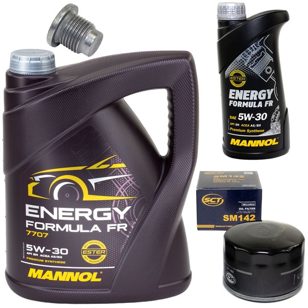 MotoröL Set 5W30 6 Liter + ÖLfilter SM 142 + Schraube FüR Renault Laguna Trafic-image