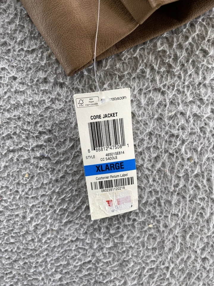 Chaqueta Charter Club Para Mujer Marrón Imitación Cuero Cremallera Completa Núcleo Talla XL Rodeo NUEVA Foto 4 de 4