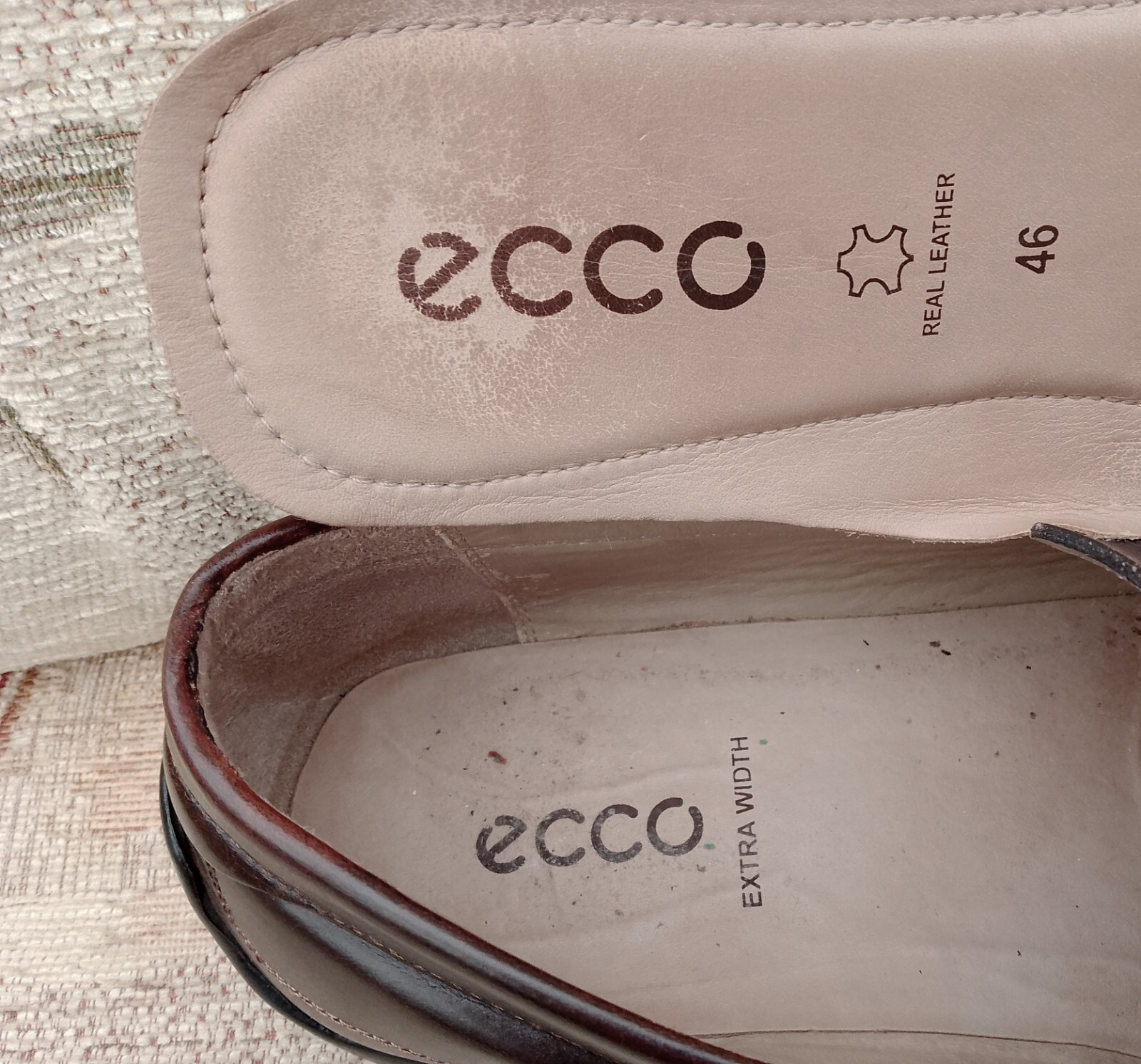 ECCO MENS SHOES UK 11.5 EU 46 EXTRA WIDE FIT IN BROWN SOFT LEATHER SLIPON STYLE eBay
