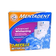 Mentadent Toothpaste Advanced Whitening Refreshing Mint 2 Refills Per Box