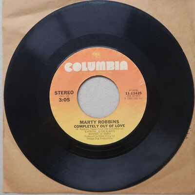 MARTY ROBBINS ANOTHER CUP OF COFFEE/COMPLETELY OUT OF LOVE VINYL 45 VG 27-107