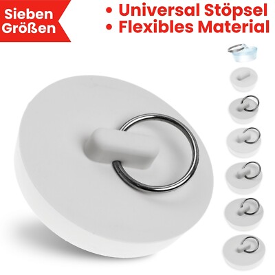 Abflussstöpsel Set mit vielen Größen Stöpsel Ventil Ablauf in Küche Bad Stopfen