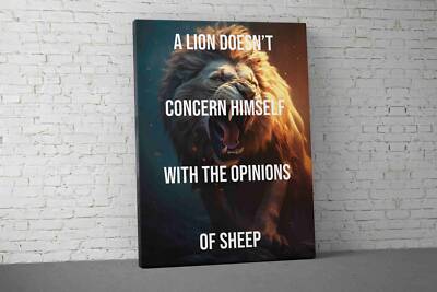 Motivational Lion Canvas - Gym Wall Art - Fitness Quote - V10