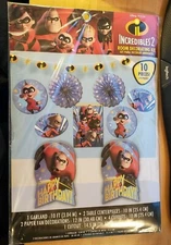10 pc Disney Incredibles 2 Room Decorating Birthday Party Kit- Centerpiece- Fans