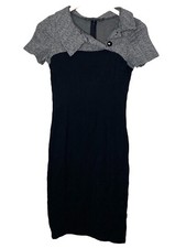 Homeyee sweater Dress mid length knee length black gray short sleeve Size 4