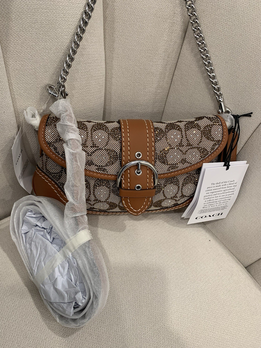【 COACH 】Soho Bag 25 In Crystal Signature Jacquard COACH Crystal Signature Jacquard Soho Bag 25 with Chain and