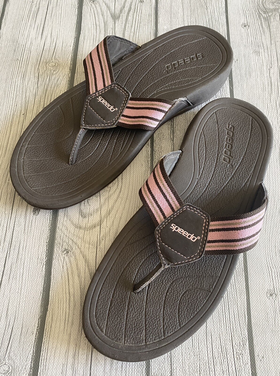 SPEEDO Womens Size Brown Pink SANDALS SHOES Flip Flops