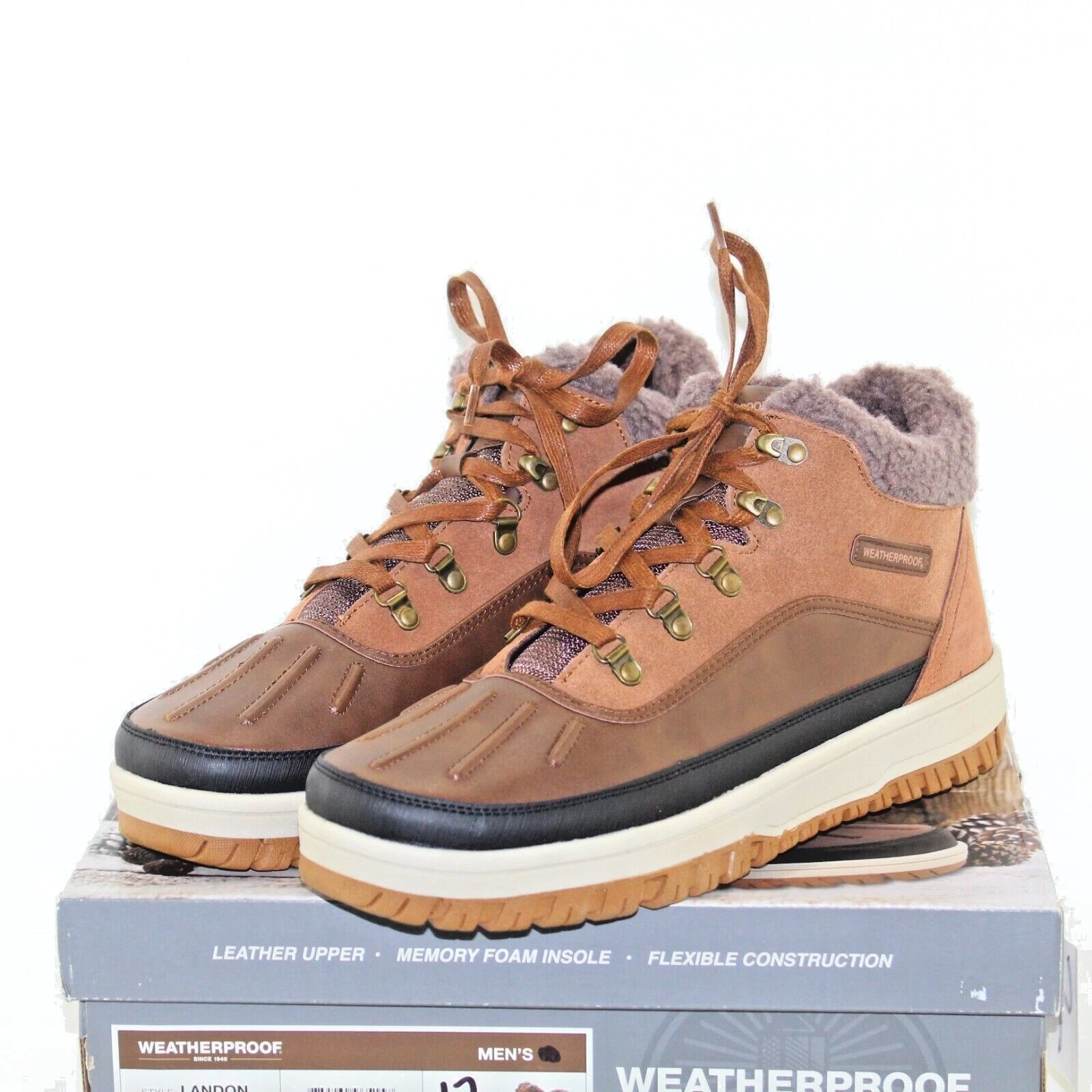 WEATHERPROOF Landon mens winter ankle boots Multi shoe sizes brown leather NEW