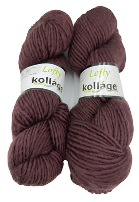 Lofty Kollage Yarns Brown 100% Merino Wool Color 8008/Lot A - Lot of 2