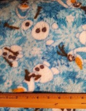Polar Fleece Fabric, 7 YD piece, SOFT Disney FROZEN Olaf, aqua background