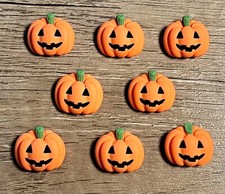 8pc Resin Pumpkin Jack-o'-lantern Resin Shoe Charms for Crocs or Shoe Laces