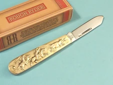 ROUGH RYDER RR1457 Cowboy brass folding pocket knife 3 1/2" closed NEW!