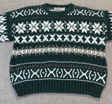 Adirondack XL Men Fair Isle Cotton Knit Sweater Outdoor Aspen Preppy Ski