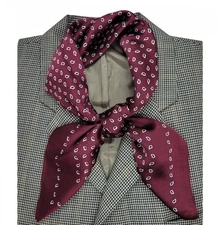 ✨Luxurious Silky Square Scarf Mini-Paisley Teardrop Neck Head Bandana Maroon New