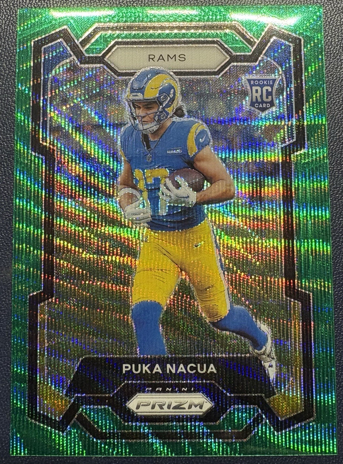 2023 Panini Prizm Football - Puka Nacua - Green Wave Prizm RC - #357 - LA Rams