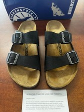 Birkenstock Arizona Unisex Soft Footbed Leather Sandal Size 9W, 7 Men, Black