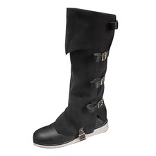 MKYSZLT Men Medieval Renaissance Pirate Steampunk Viking Boot Large, Black