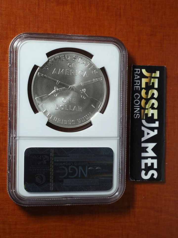 2012 W $1 SILVER INFANTRY COMMEMORATIVE DOLLAR NGC MS70 CAMOFLAUGE LABEL - Image 2 of 2
