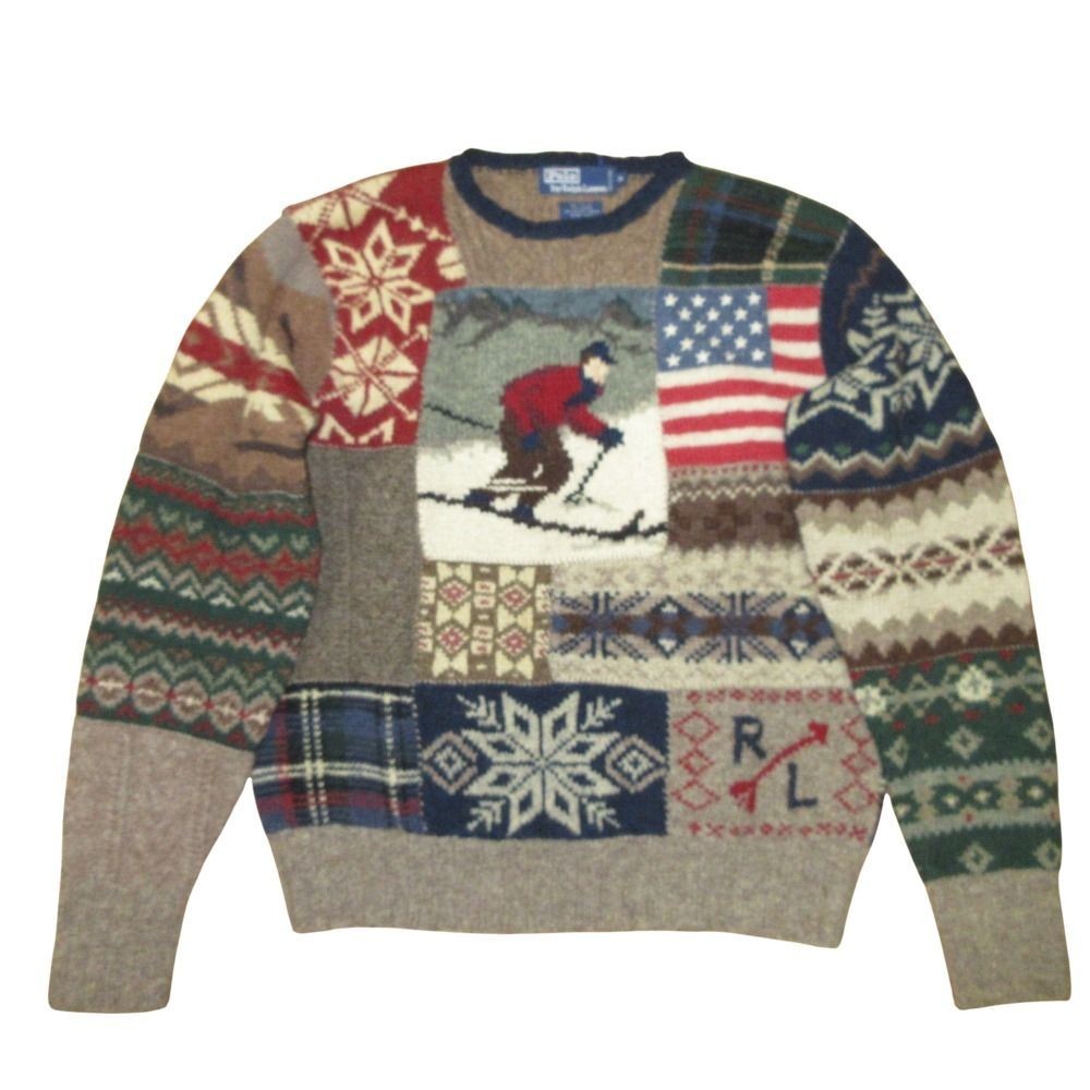 POLO RALPH LAUREN Nordic Pattern Patchwork  Knit … - image 1