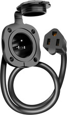 15 Amp 125V AC Power Inlet Port Plug with Integrated 18" Extension Cord, NEMA 5-