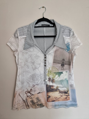 LA MODE EST À VOUS: BLUSE BLUSE BLUSE MULTI MATERIAL MESH STRAND URLAUB VINTAGE